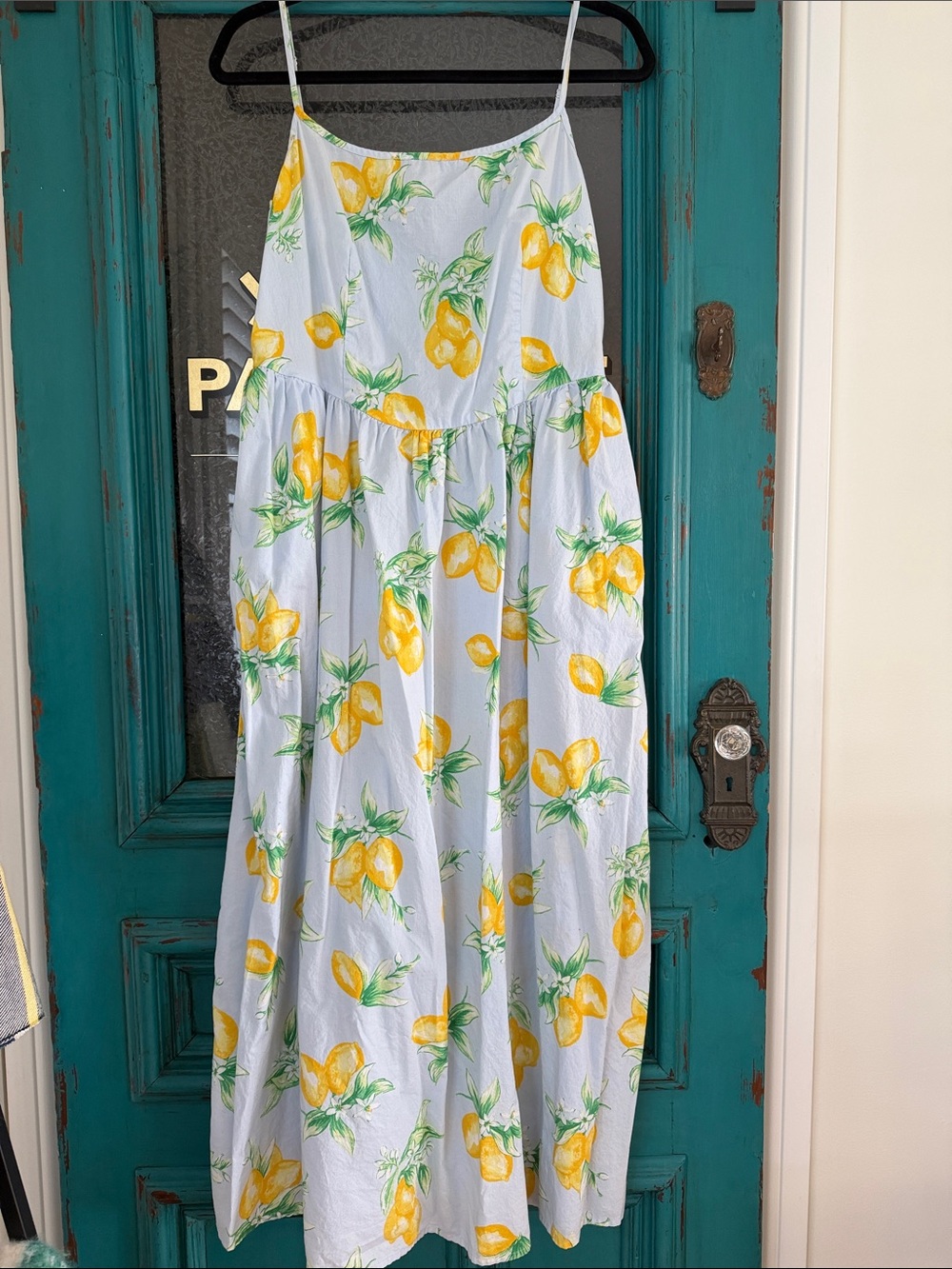 GAP Lemon Print Spaghetti Strap Maxi Dress - White & Yellow